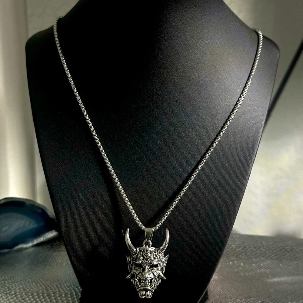 Unisex Silver Very Detailed Goth Necklace